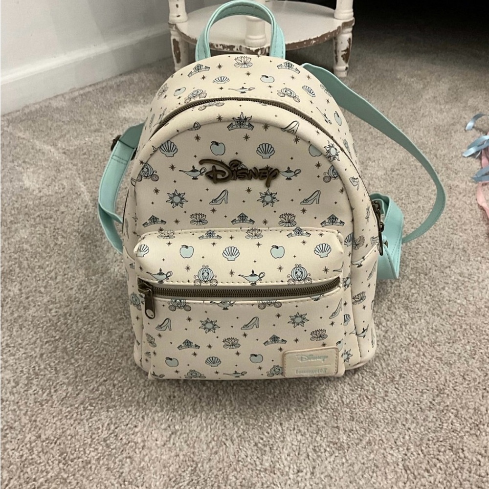 Disney Cream and Light Blue Kids Backpack Loungefly